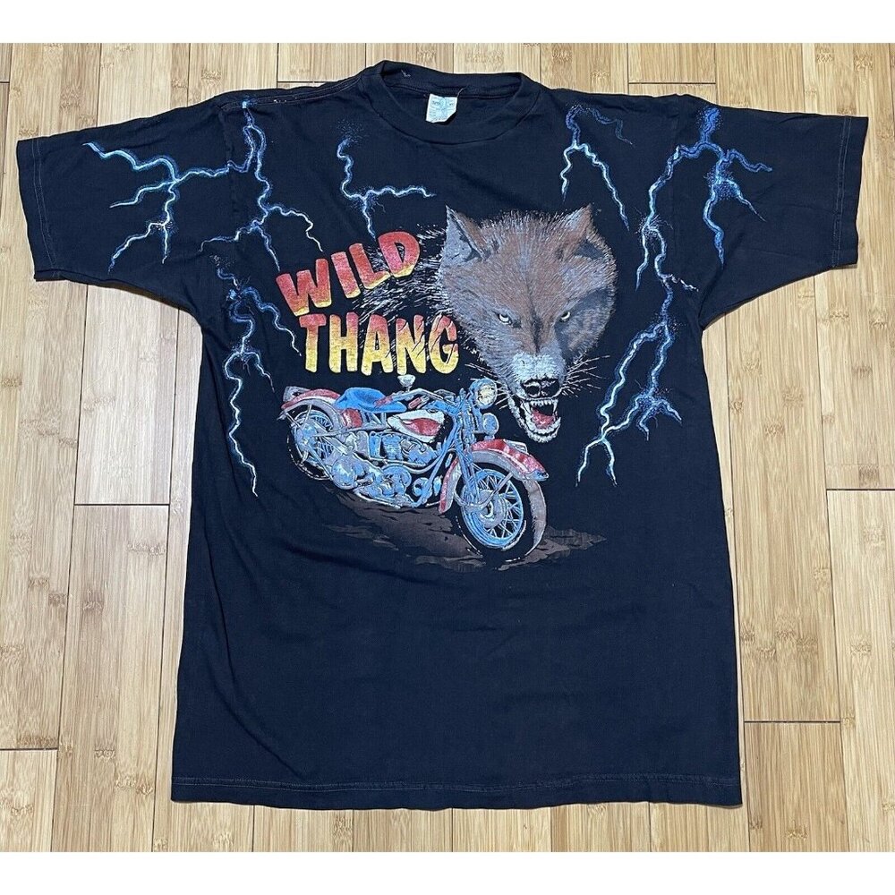 Vintage 90’s American Thunder Style T Shirt Double Sided All Over Print Men’s XL